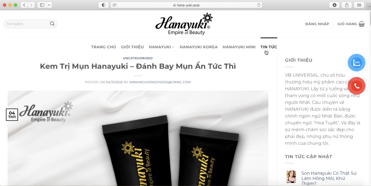 Bài 1: Hàng loạt website quảng cáo mỹ phẩm Hanayuki lừa dối người tiêu dùng?