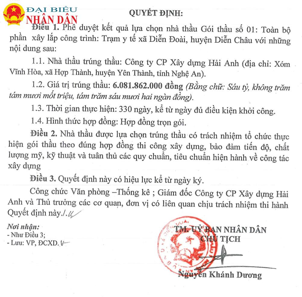 Huyện Diễn Châu (Nghệ An): Doanh nghiệp thường xuyên được nhận các gói thầu đầu tư công với tỷ lệ tiết kiệm 