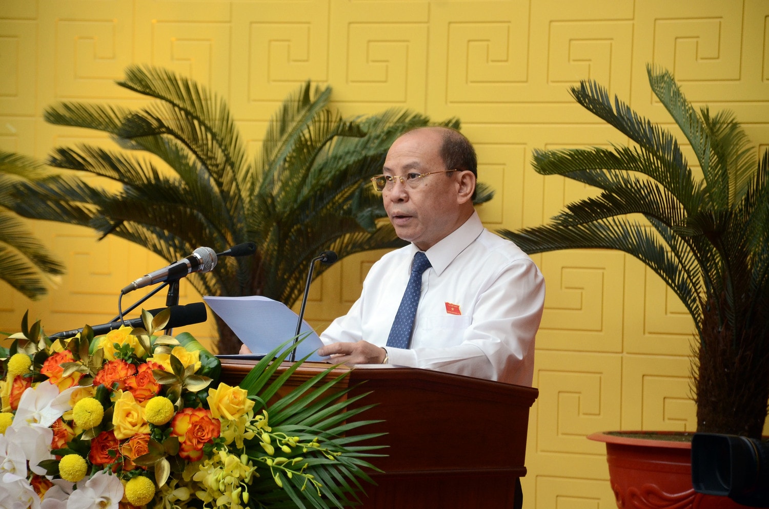 Phó Bí thư Thường trực Tỉnh ủy, Chủ tịch HĐND tỉnh Bùi Đức Hinh phát biểu khai mạc kỳ họp Khai mạc Kỳ họp thứ 14, HĐND tỉnh Khóa XVII -0