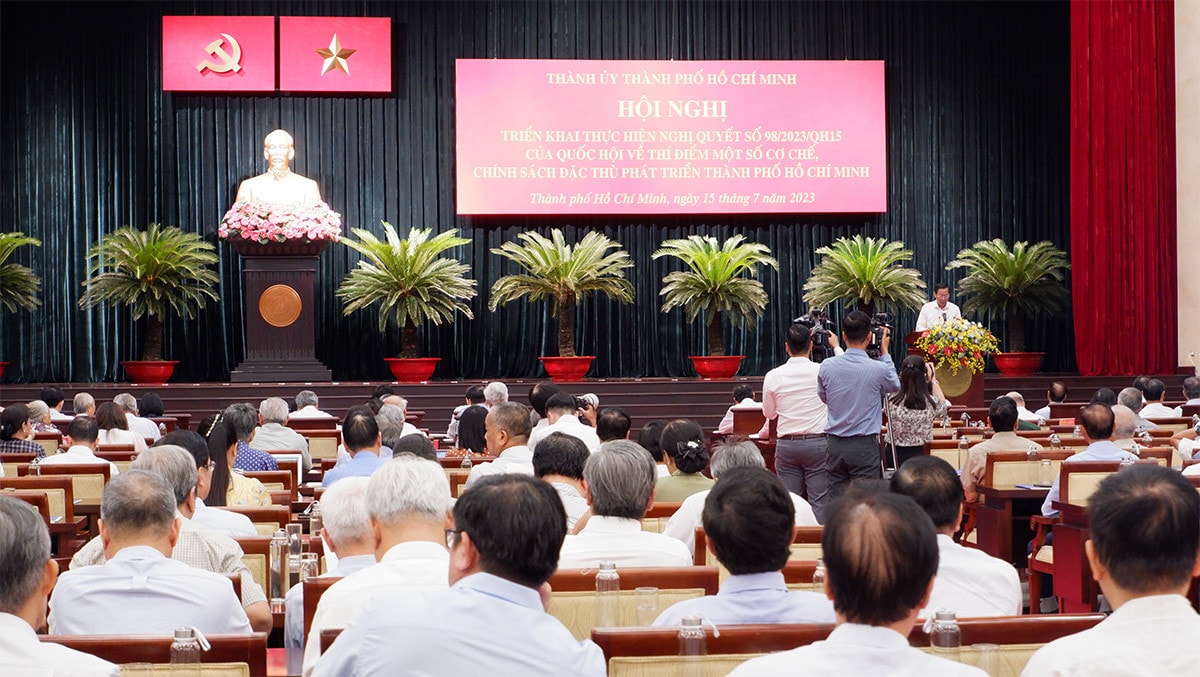 Hội nghị Triển khai thực hiện Nghị quyết số 98/2023 của Quốc hội về thí điểm một số cơ chế chính sách đặc thù phát triển TP. Hồ Chí Minh