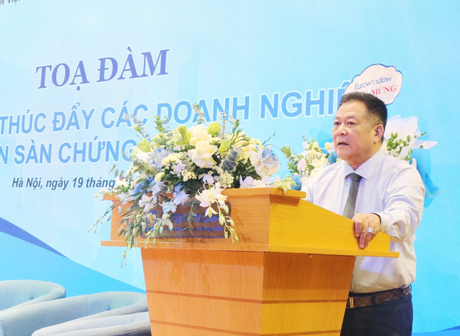 Phó Chủ tịch Thường trực Hiệp hội Kinh doanh Chứng khoán Việt Nam Phan Quốc Huỳnh phát biểu tại tọa đàm Chính sách tạo dư địa cho sàn chứng khoán phát triển bền vững -0