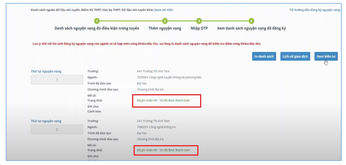 Bộ GD-ĐT hướng dẫn các bước thực hiện thanh toán lệ phí đăng ký xét tuyển đại học -0