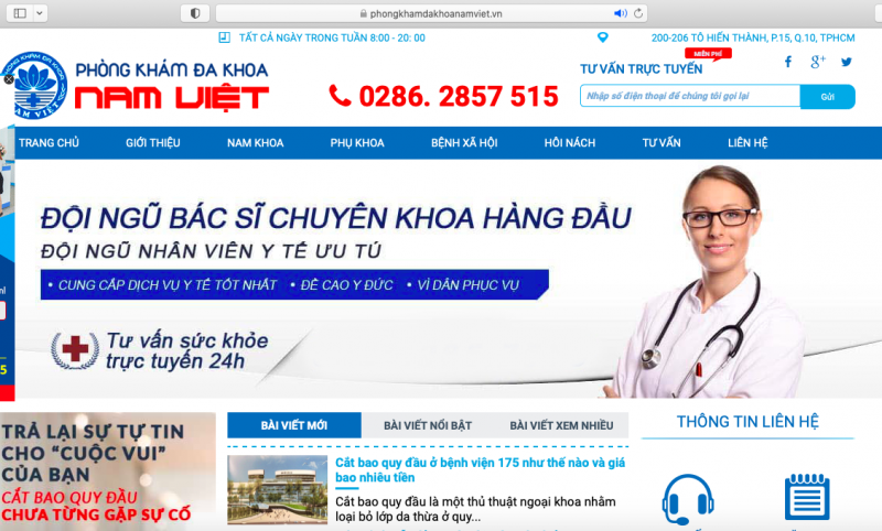 Phòng khám đa khoa Nam Việt quảng cáo mình là 