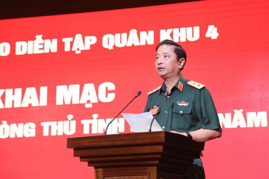 Trung tướng Hà Thọ Bình - Tư lệnh Quân khu 4 phát biểu khai mạc Khai mạc diễn tập khu vực phòng thủ tỉnh Hà Tĩnh năm 2023 -0