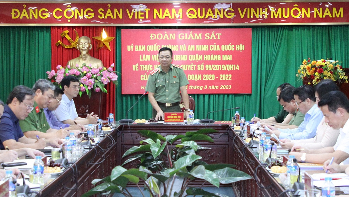 Đoàn giám sát của Ủy ban Quốc phòng và An ninh làm việc với UBND quận Hoàng Mai, TP. Hà Nội -3