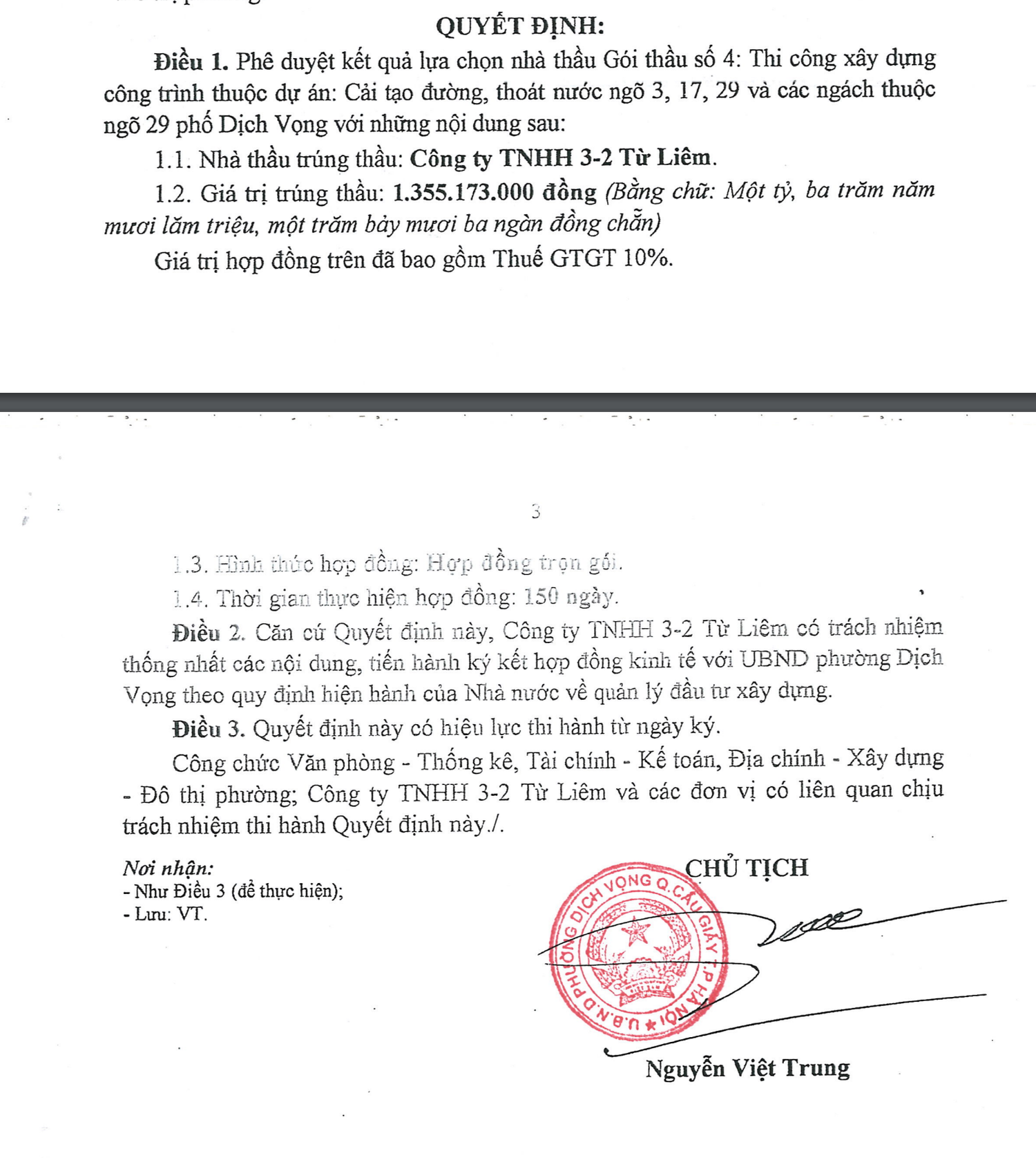 Phường Dịch Vọng (quận Cầu Giấy): Xuất hiện các gói thầu xây dựng có tỷ lệ tiết kiệm ngân sách “có như không” -0