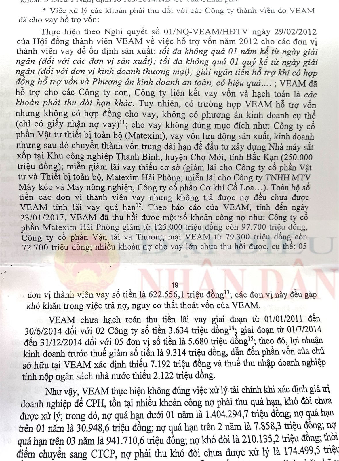 VEAM: “Nặng gánh” những khoản nợ khó đòi -0
