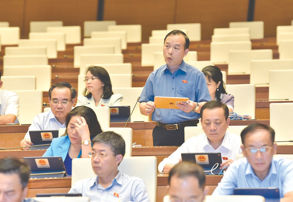 ĐBQH Trần Văn Tuấn (Bắc Giang) phát biểu tại hội nghị. Ảnh: Lâm Hiển Nếu quyết sách chưa vận hành được do thiếu cơ chế thì cần tạo ra cơ chế -0