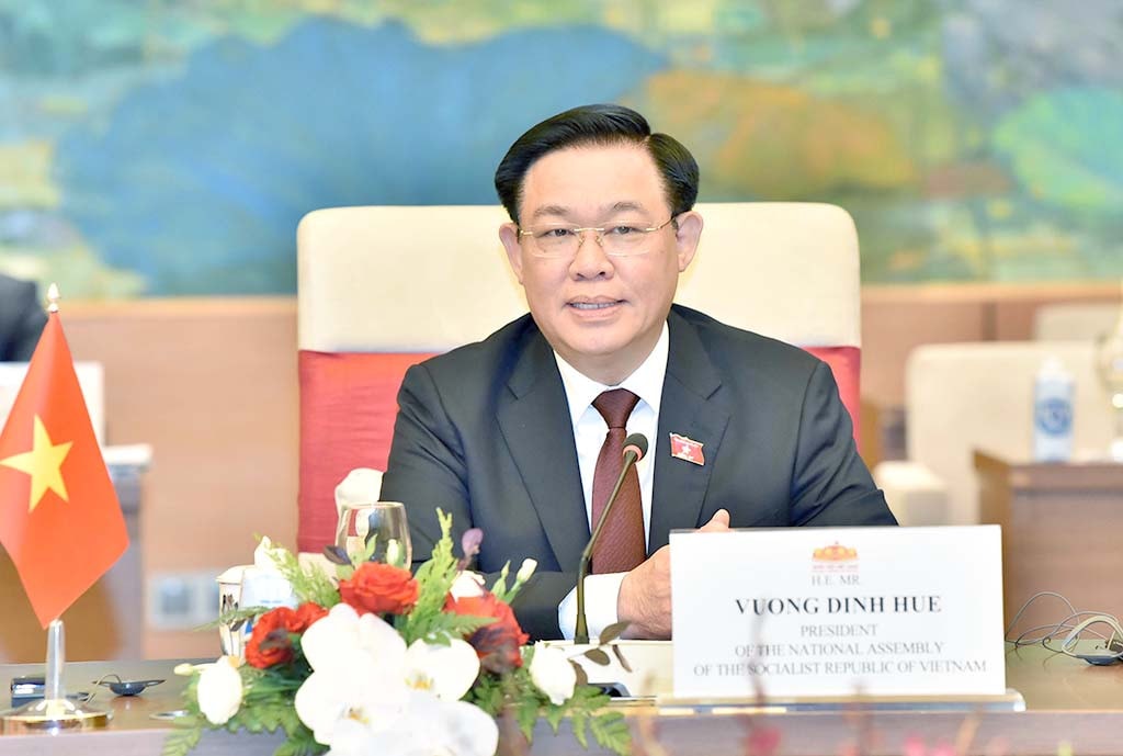 Chủ tịch Quốc hội Vương Đình Huệ phát biểu. Ảnh: Lâm Hiển Chủ tịch Quốc hội Vương Đình Huệ đón, hội đàm với Chủ tịch Thượng viện Nhật Bản Otsuji Hidehisa -1
