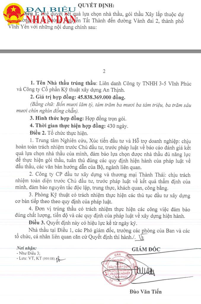 Điểm mặt các gói thầu do Ban QLDA ĐTXD các CTDD và CN tỉnh Vĩnh Phúc làm chủ đầu tư có tỷ lệ tiết kiệm ngân sách 
