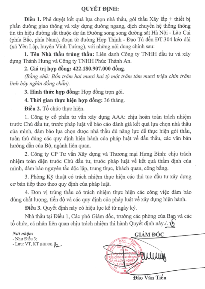 Điểm mặt các gói thầu do Ban QLDA ĐTXD các CTDD và CN tỉnh Vĩnh Phúc làm chủ đầu tư có tỷ lệ tiết kiệm ngân sách 