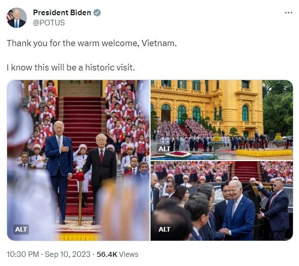 Tổng thống Biden: Cảm ơn sự ấm áp từ Việt Nam, khẳng định đây là chuyến thăm lịch sử -0