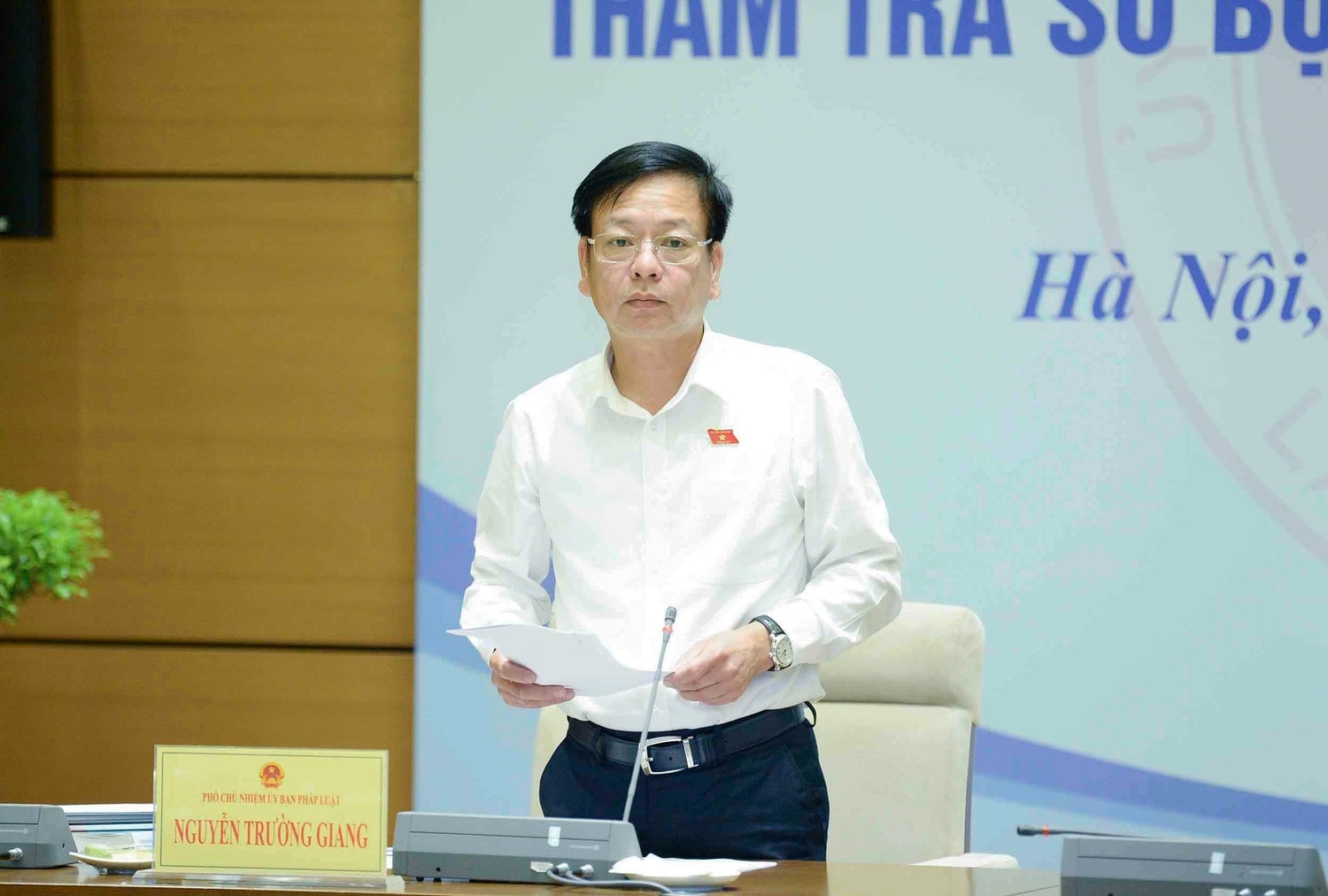 Phó Chủ nhiệm Ủy ban Pháp luật Nguyễn Trường Giang phát biểu