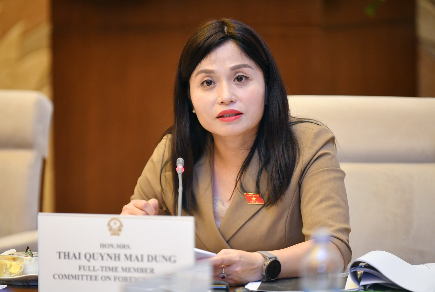 Ủy viên Thường trực Ủy ban Đối ngoại Thái Quỳnh Mai Dung - Trưởng Ban Thư ký quốc gia Hội nghị