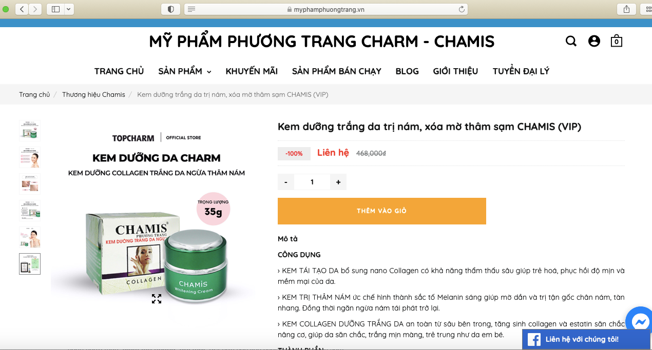  Công ty sở hữu 2 nhãn hiệu mỹ phẩm CHARM và CHAMIS bị xử phạt