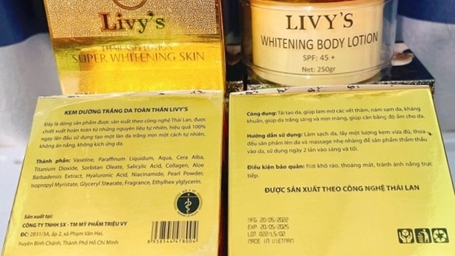 Sản phẩm Kem dưỡng trắng da toàn thân LIVY'S do Công ty Mỹ phẩm Triệu Vy sản xuất