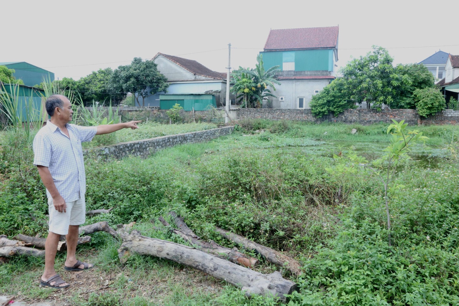 Ông Chức bên 2 thửa đất ông mua từ năm 1997, không có tranh chấp với ai. Ảnh: Xuân Sinh “Tôi nghẹn đắng cổ họng khi chính quyền thông báo trả lại 5 triệu đồng sau gần 30 năm”.