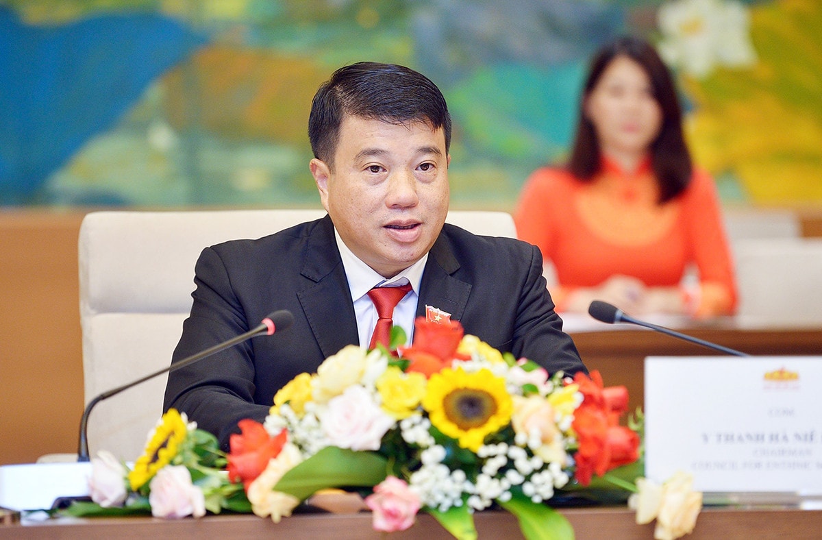 Chủ tịch Hội đồng Dân tộc Y Thanh Hà Niê K’đăm hội đàm với Đoàn Ủy ban Dân tộc Quốc hội Lào -0