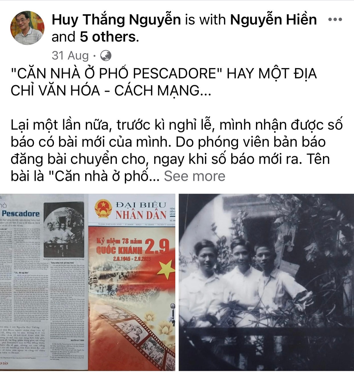 Tác giả chia sẻ bài viết trên Báo Đại biểu Nhân dân trên Facebook cá nhân