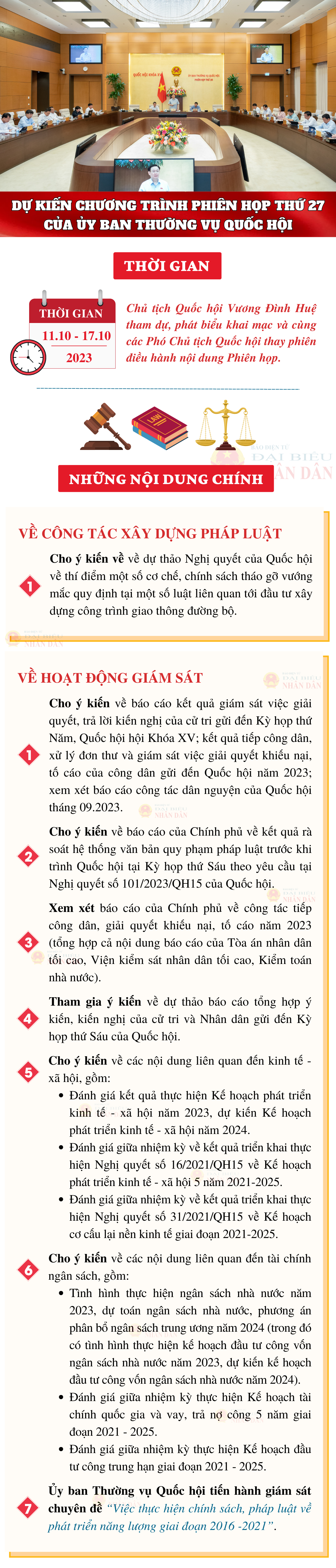 Dự kiến Chương trình Phiên họp thứ 27 của Ủy ban Thường vụ Quốc hội -0