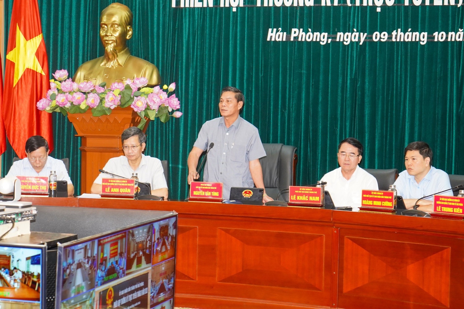 Chủ tịch UBND thành phố Nguyễn Văn Tùng phát biểu kết luận phiên họp - ảnh: Đàm Thanh