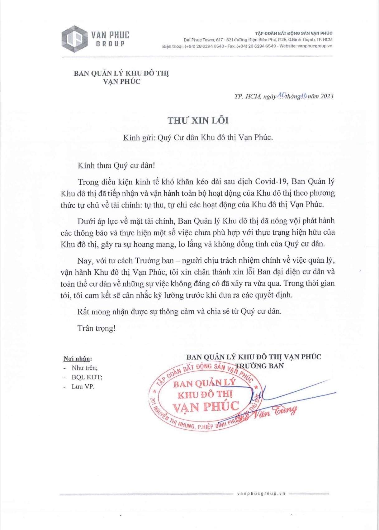 Ban quản lý Khu đô thị Vạn Phúc bị tố chặn cống thoát nước sinh hoạt của cư dân