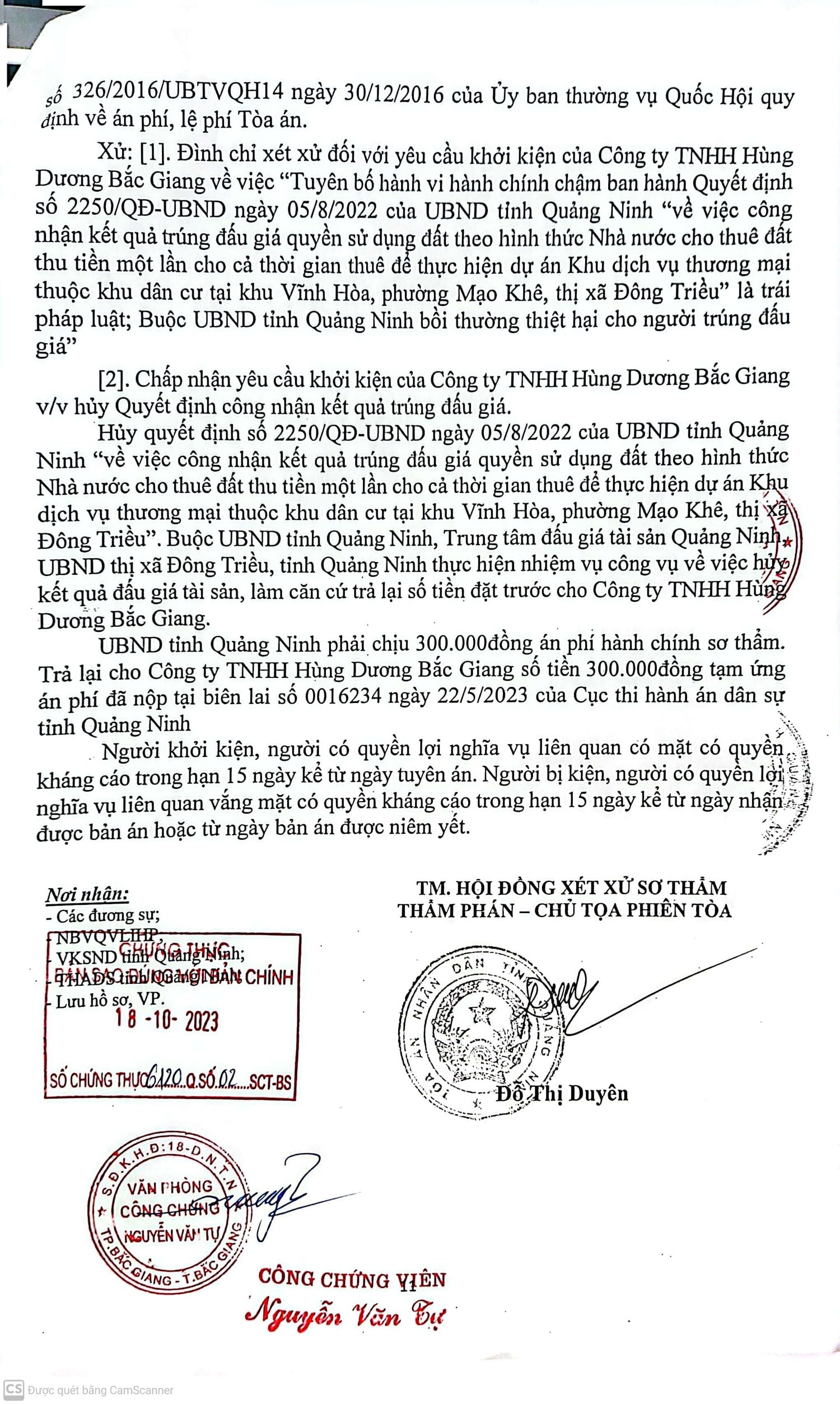 UBND tỉnh Quảng Ninh thua kiện nhưng chậm thi hành án hơn 5 tỷ đồng cho Doanh nghiệp -0