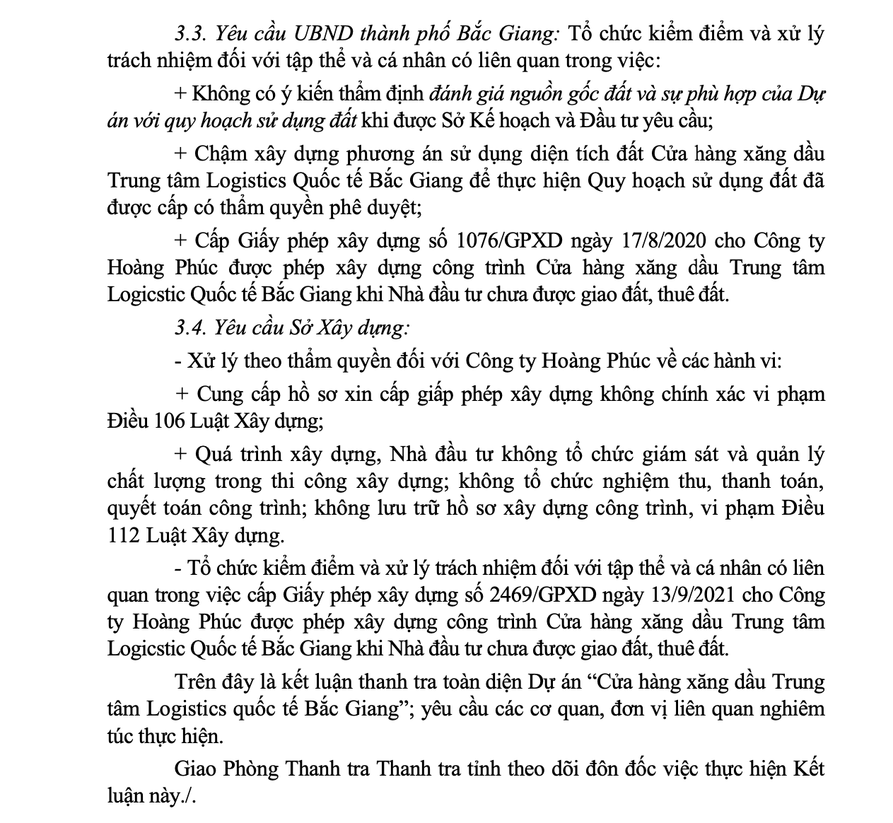 Chấm dứt hoạt động Dự án “Cửa hàng xăng dầu Trung tâm Logistics quốc tế Bắc Giang” -0