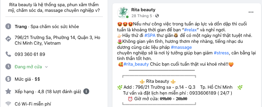 TP. Hồ Chí Minh: Rita Home Spa dùng nhân viên chăm sóc da khám chữa bệnh cho khách