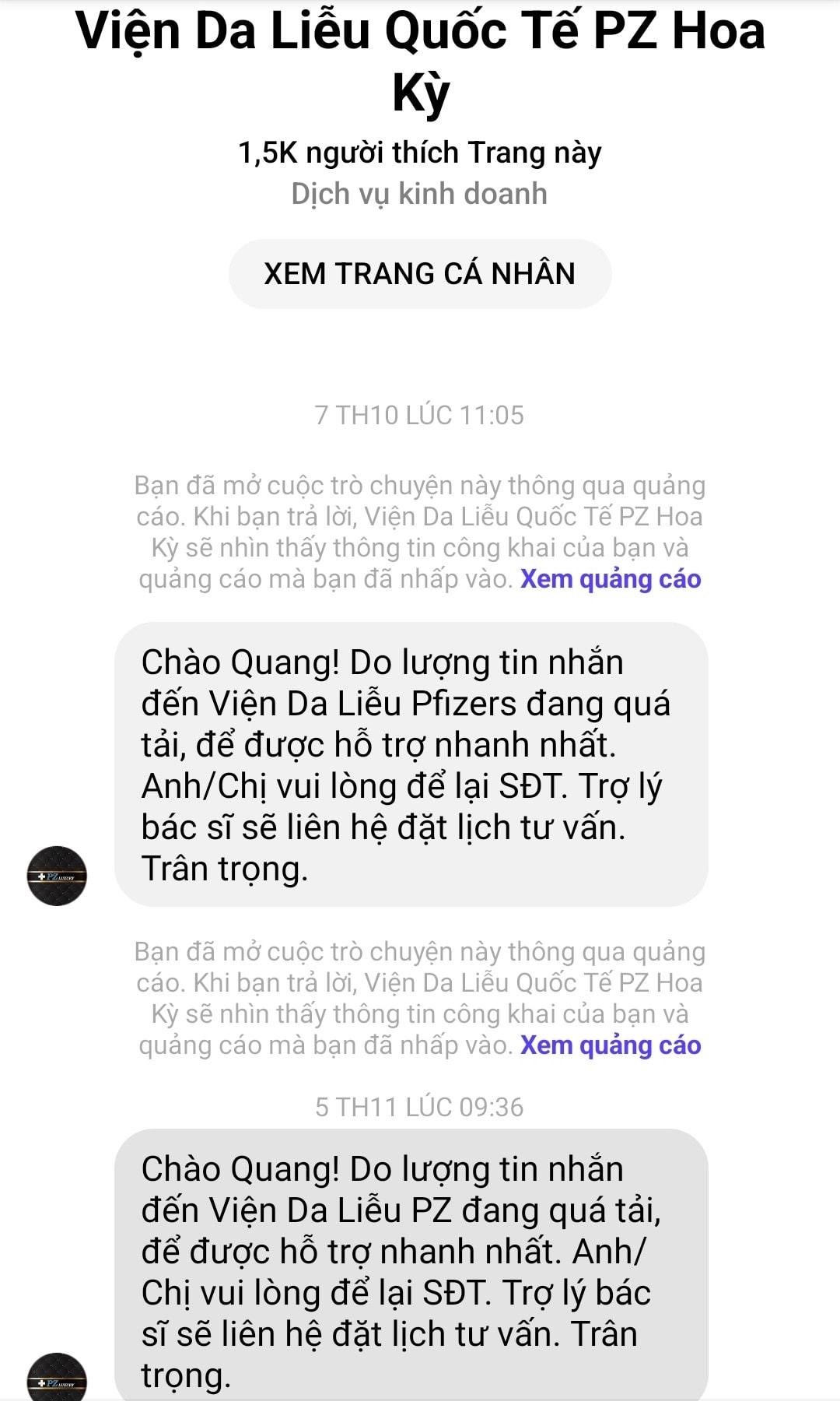 Cơ sở thẩm mỹ Pfizers “biến hình” thành PZ Luxury khi đang bị công an điều tra: “Ma trận” quảng cáo trên mạng xã hội