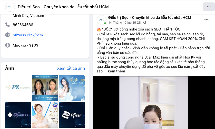 Cơ sở thẩm mỹ Pfizers “biến hình” thành PZ Luxury khi đang bị công an điều tra: “Ma trận” quảng cáo trên mạng xã hội