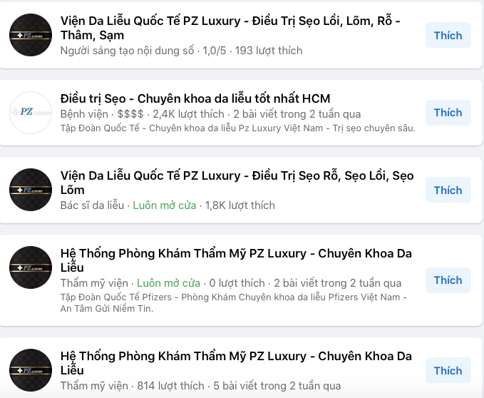 Cơ sở thẩm mỹ Pfizers “biến hình” thành PZ Luxury khi đang bị công an điều tra: “Ma trận” quảng cáo trên mạng xã hội