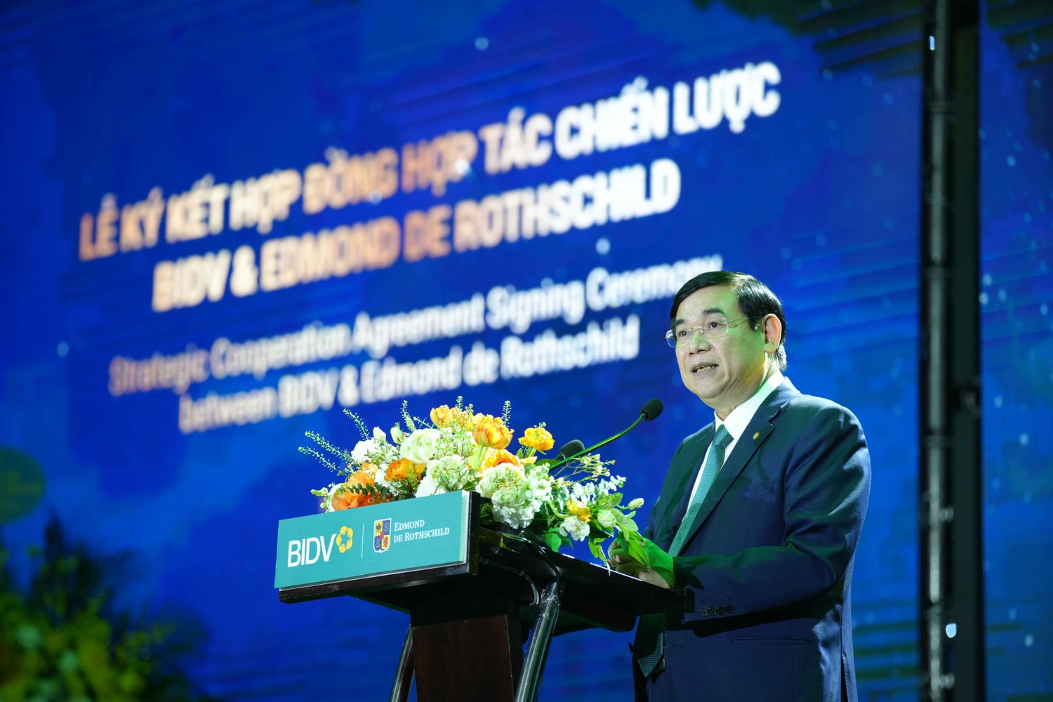 Chủ tịch HĐQT BIDV Phan Đức Tú phát biểu BIDV và Edmond de Rothschild ký hợp tác chiến lược -0