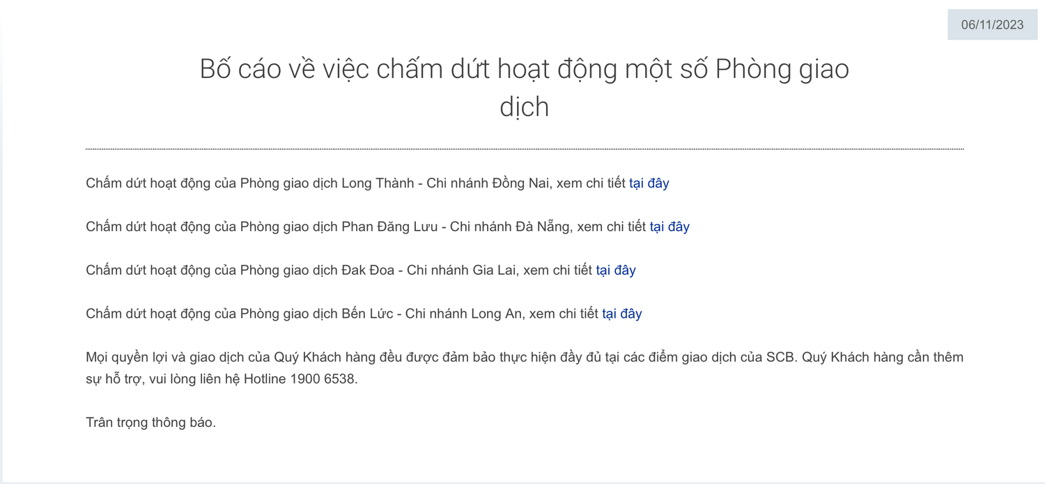 Thêm nhiều phòng giao dịch của Ngân hàng TMCP Sài Gòn (SCB) đóng cửa -0
