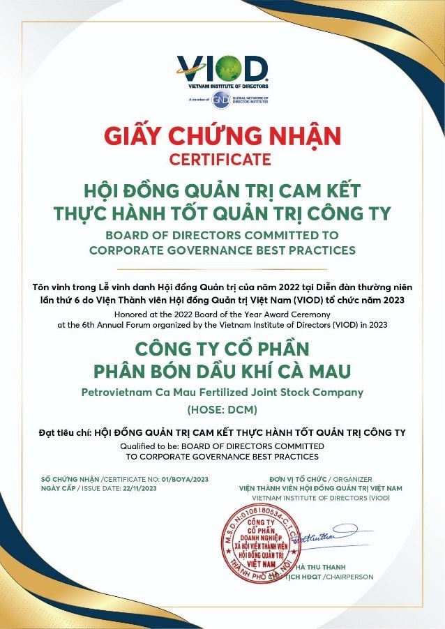 Hội đồng quản trị PVCFC cam kết thực hành tốt quản trị công ty -0