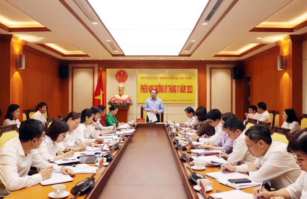 Ủy viên Trung ương Đảng, Bí thư Tỉnh ủy, Chủ tịch HĐND tỉnh Nguyễn Xuân Ký chủ trì phiên họp cho ý kiến về nội dung, công tác chuẩn bị kỳ họp - Ảnh. Trúc Linh