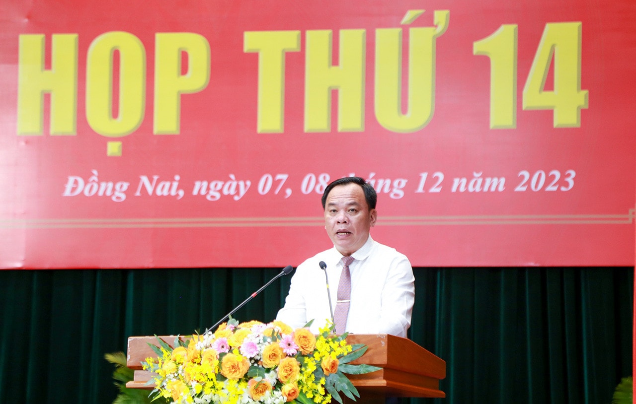 Quyền Chủ tịch UBND tỉnh Đồng Nai Võ Tấn Đức báo cáo giải trình tại Kỳ họp thứ 14, HĐND tỉnh Đồng Nai khoá X, nhiệm kỳ 2021 - 2026