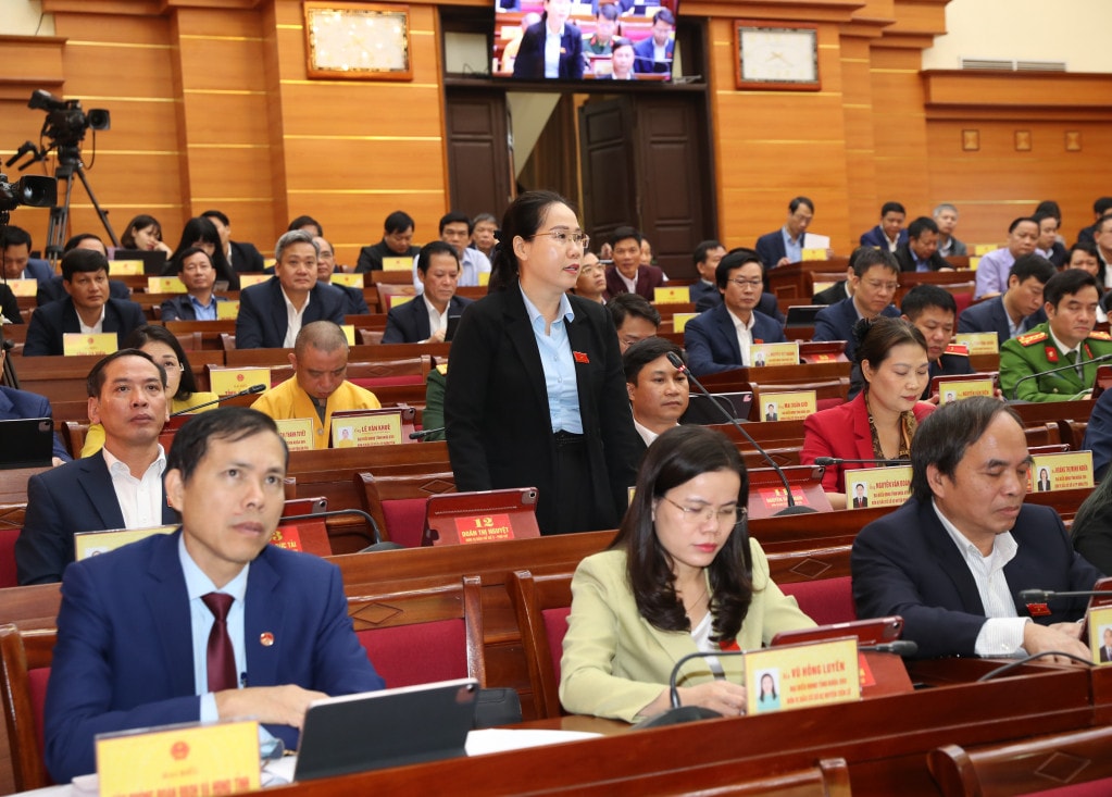 Các đại biểu đặt câu hỏi chất vấn tại kỳ họp - Ảnh L. HIẾU