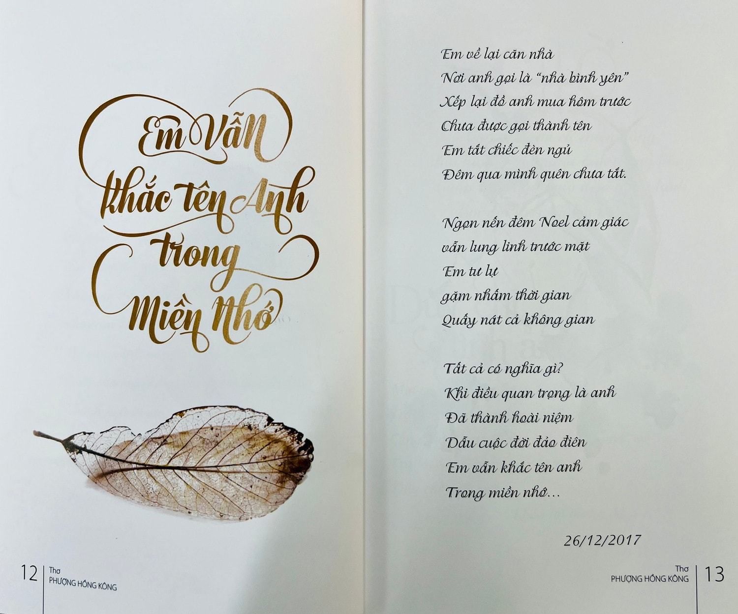 Tình đời, tình người da diết trong tập thơ “Em vẫn khắc tên anh trong miền nhớ” của Phượng Hồng Kông -0