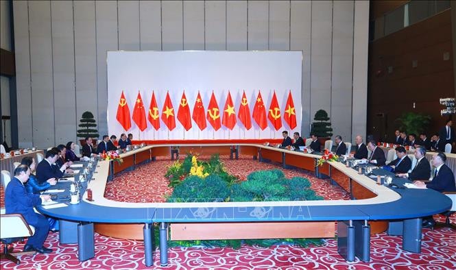 Thường trực Ban Bí thư Trương Thị Mai hội đàm với Bí thư Ban Bí thư Trung ương Đảng Cộng sản Trung Quốc Thái Kỳ -0