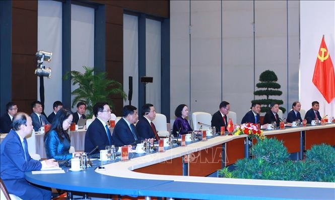 Thường trực Ban Bí thư Trương Thị Mai hội đàm với Bí thư Ban Bí thư Trung ương Đảng Cộng sản Trung Quốc Thái Kỳ -0