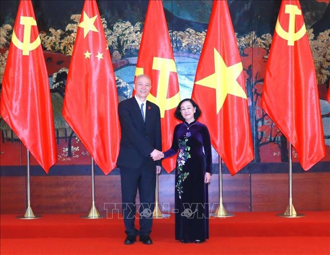 Thường trực Ban Bí thư Trương Thị Mai hội đàm với Bí thư Ban Bí thư Trung ương Đảng Cộng sản Trung Quốc Thái Kỳ -0
