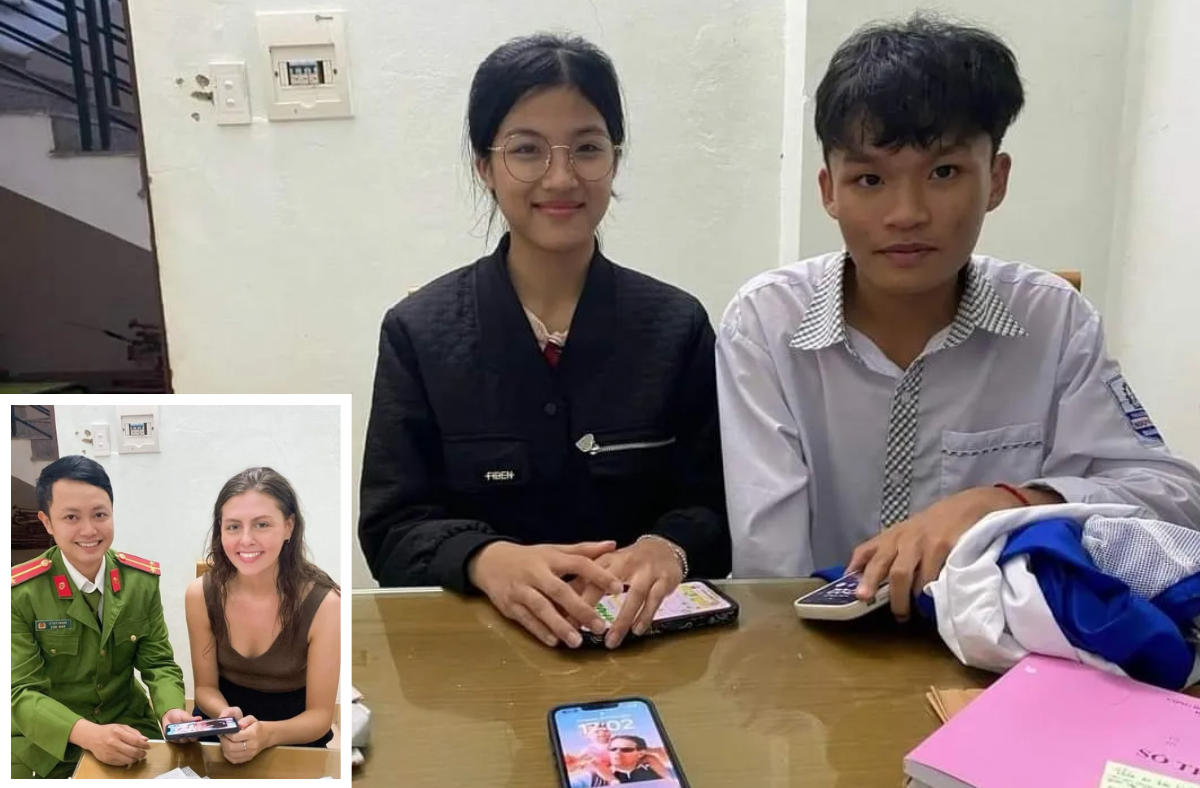 Học sinh Quảng Bình trả lại điện thoại cho du khách người Anh -0