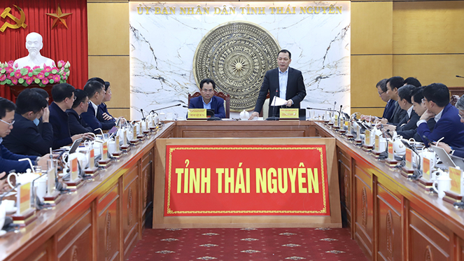 EVN làm việc với lãnh đạo tỉnh Thái Nguyên về tình hình cấp điện và đầu tư xây dựng các công trình điện trên địa bàn tỉnh. Ảnh: EVN