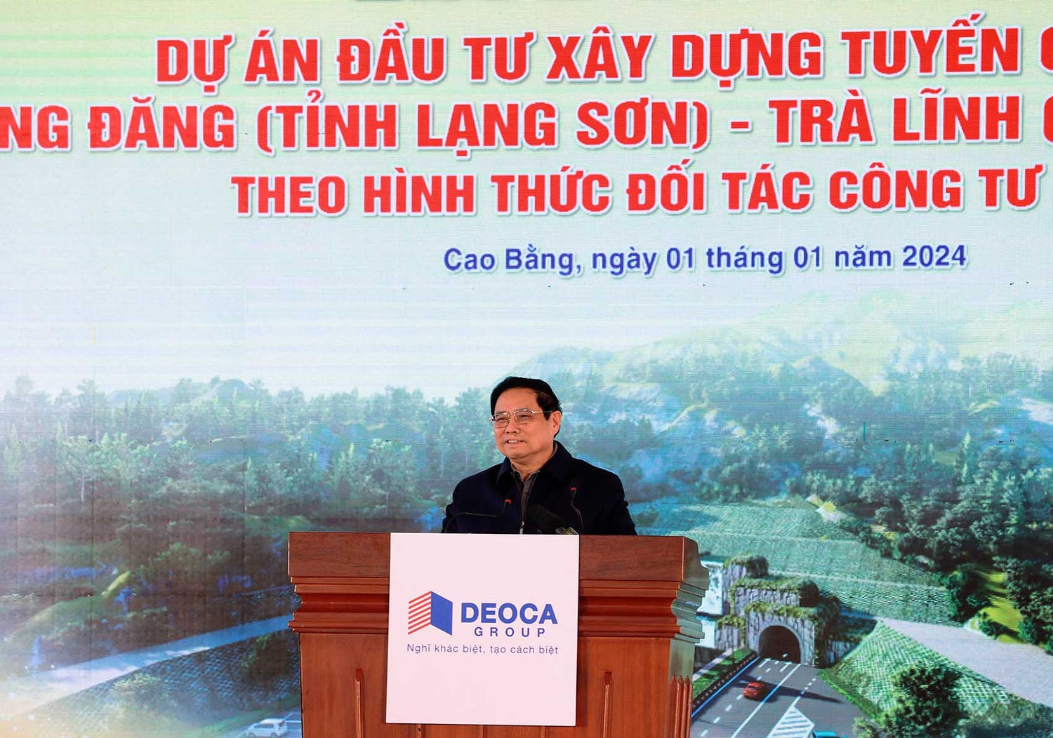 Thủ tướng Phạm Minh Chính phát biểu tại Lễ khởi công Thủ tướng Chính phủ Phạm Minh Chính phát lệnh khởi công dự án cao tốc Đồng Đăng - Trà Lĩnh -0