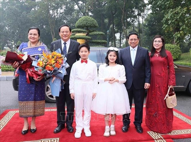 Thủ tướng Phạm Minh Chính chủ trì Lễ đón Thủ tướng Lào thăm chính thức Việt Nam -0