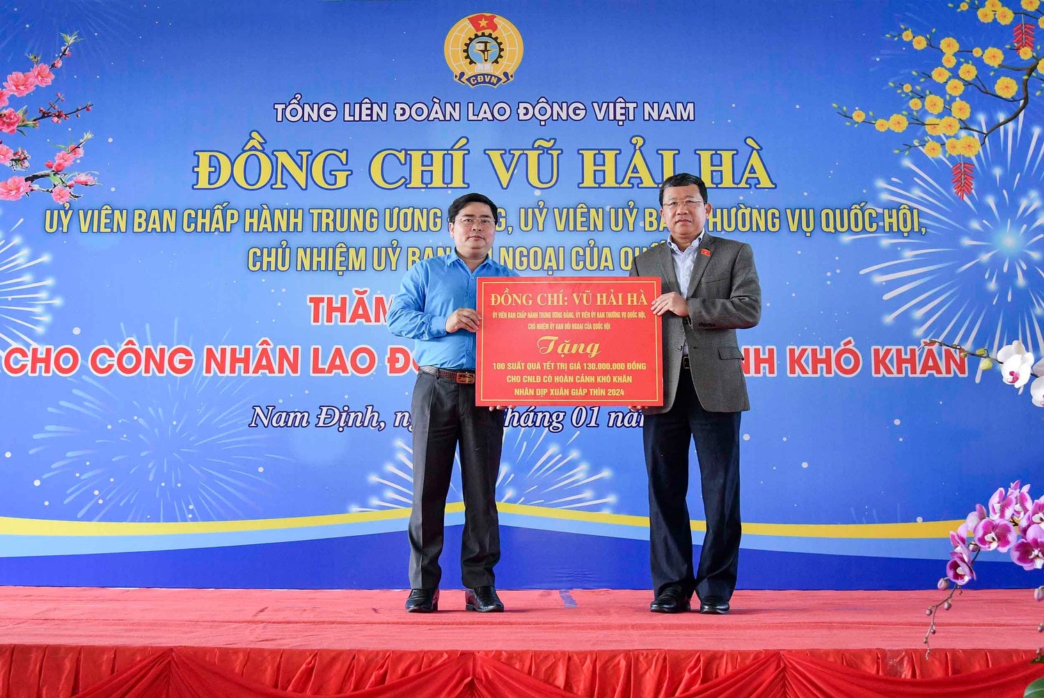 Chủ nhiệm Ủy ban Đối ngoại Vũ Hải Hà thăm, tặng quà Tết công nhân lao động tỉnh Nam Định -0