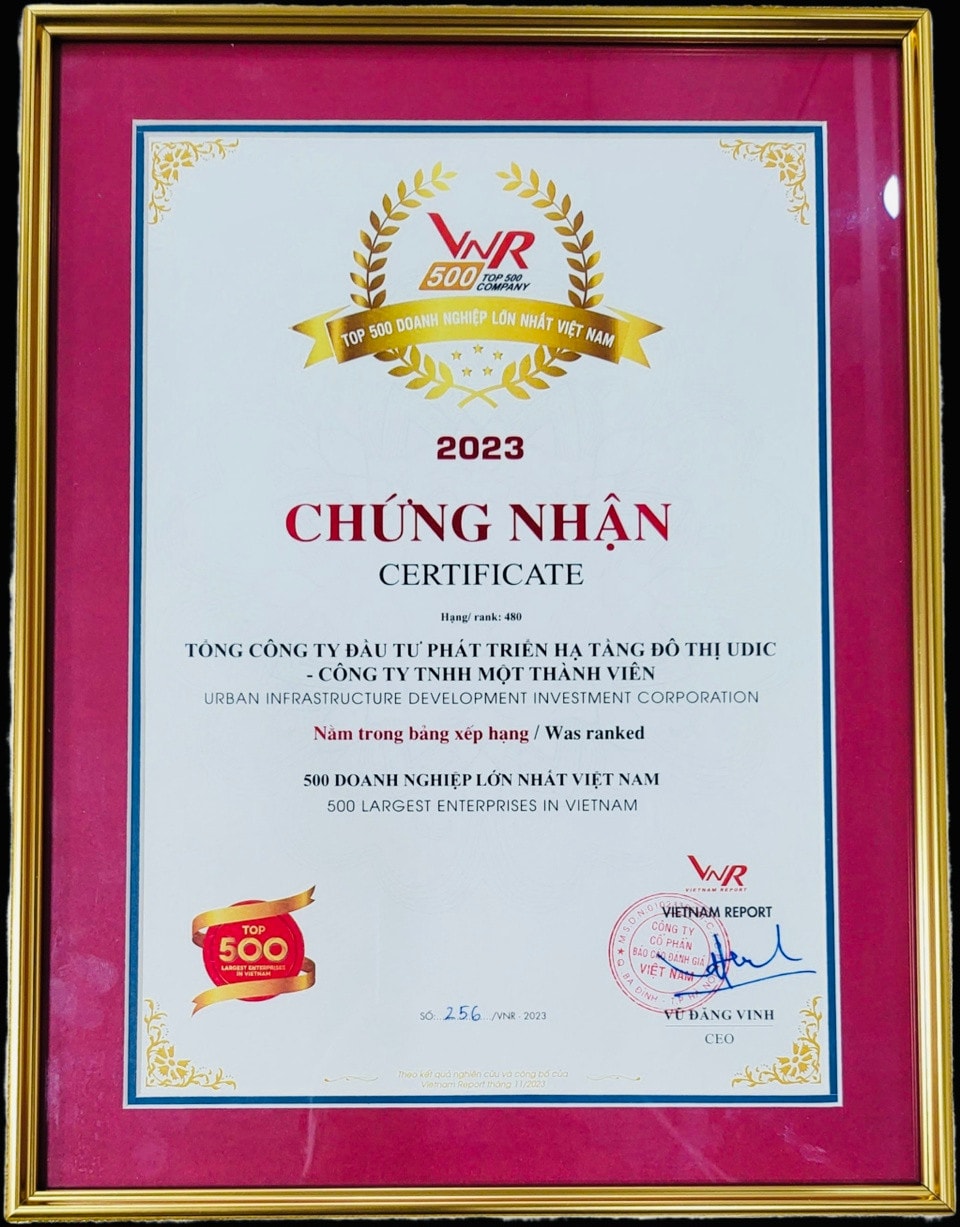 UDIC 7 năm liên tiếp lọt Top 500 Doanh nghiệp lớn nhất Việt Nam -0