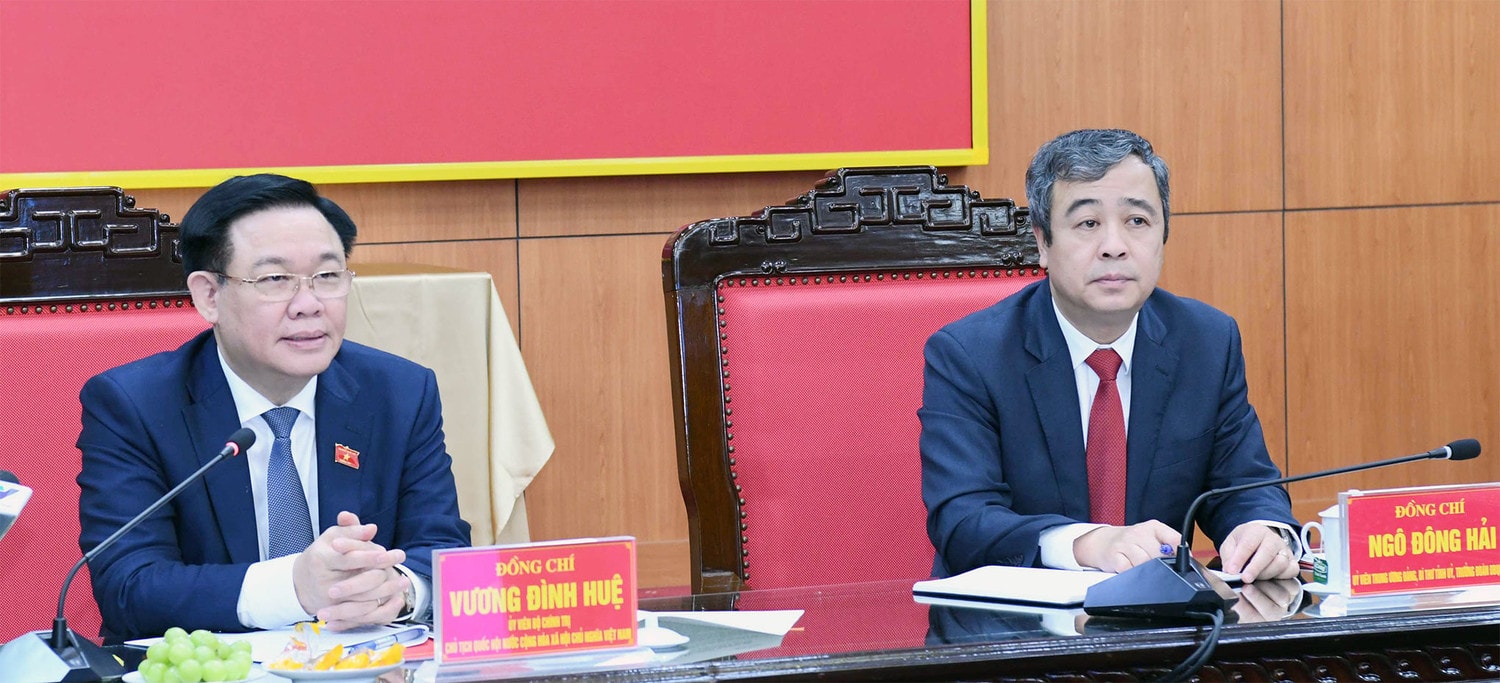 Chủ tịch Quốc hội Vương Đình Huệ làm việc với Ban Thường vụ Tỉnh ủy Thái Bình -0