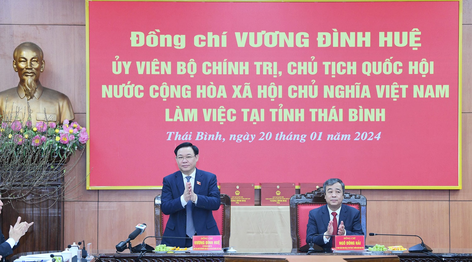 Chủ tịch Quốc hội Vương Đình Huệ làm việc với Ban Thường vụ Tỉnh ủy Thái Bình -0